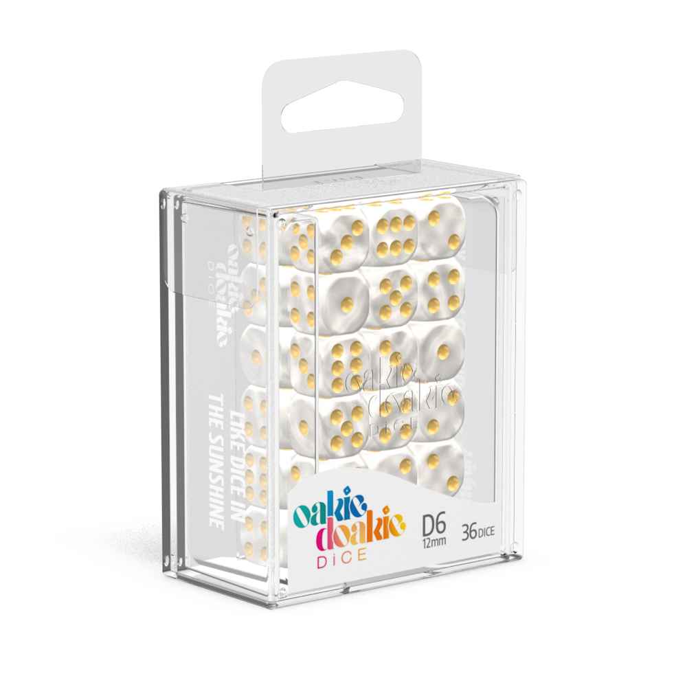 Oakie Doakie D6 12mm Marble White