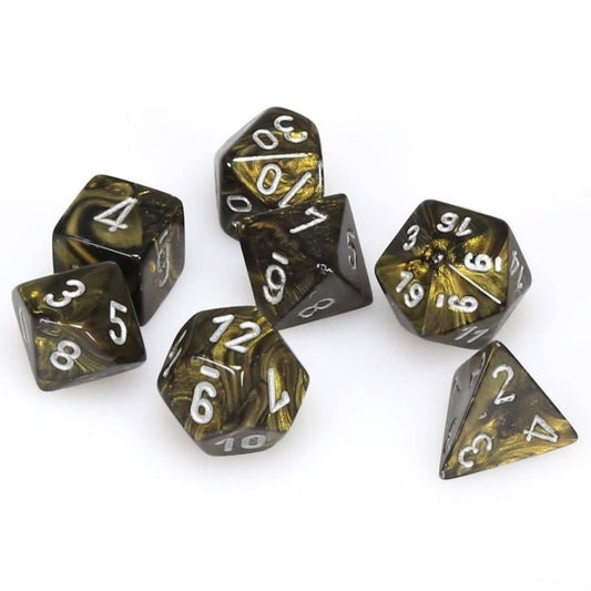 Chessex 7 Die Set 27418 Leaf Black Gold/Silver